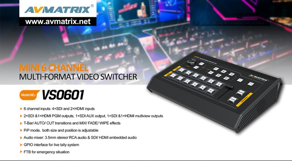 AVMatrix - Portable 6Ch Multiformat Video Switch, Scaler and Multiviewer