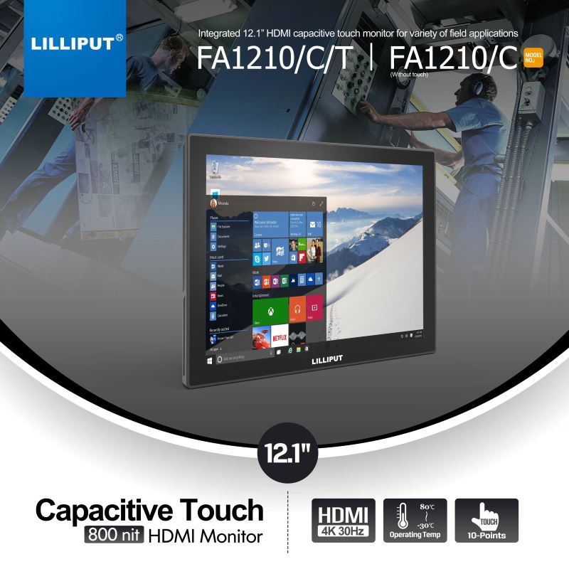 12.1 inch HDMI Capacitive Touch Monitor FA1210/C/T with High Brightness