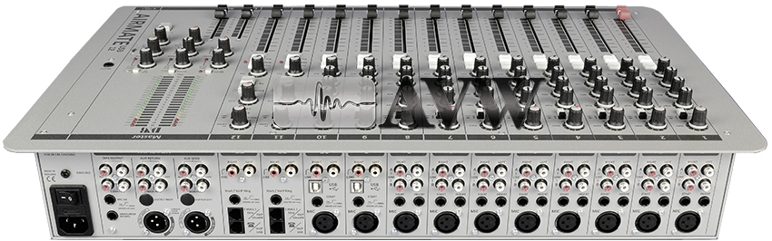 The AIRMATE 12- USB  The Airmate-12-USB is designed to fulfil the requirements for a high-grade low-cost radio production mixer.  Built around well proven low noise circuitry, the console is the reliable workhorse for the self-op production D.J. that needs an internal Telephone Hybrid (2x) or VoIP 2x or Telco (1x) and  VoIP (1x)