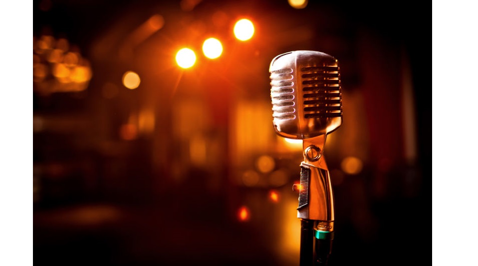 Retro microphone on stage