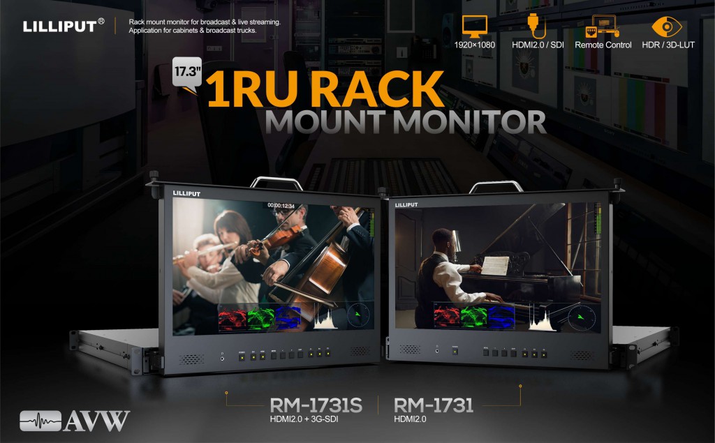 Lilliput AVW RM-1731S 17.3 inch Pull-out 1RU rackmount monitor 1