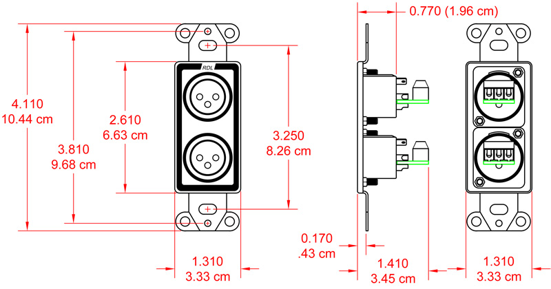 D-XLR2M-dimensions