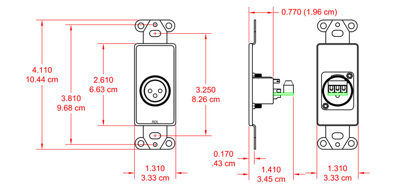 D-XLR3F-dimensions