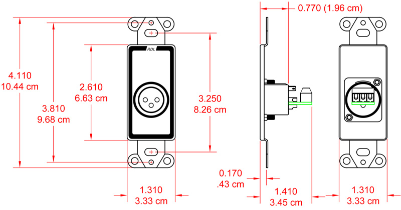 D-XLR3M-dimensions