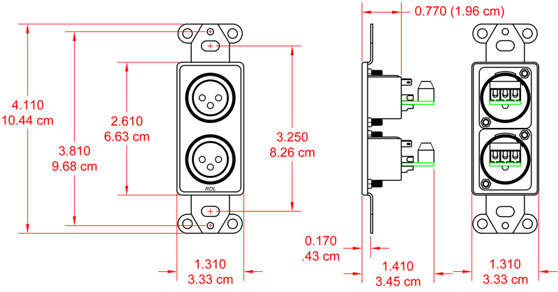 DB-XLR2F-dimensions