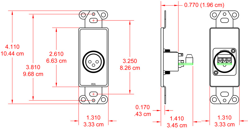DB-XLR3F-dimensions